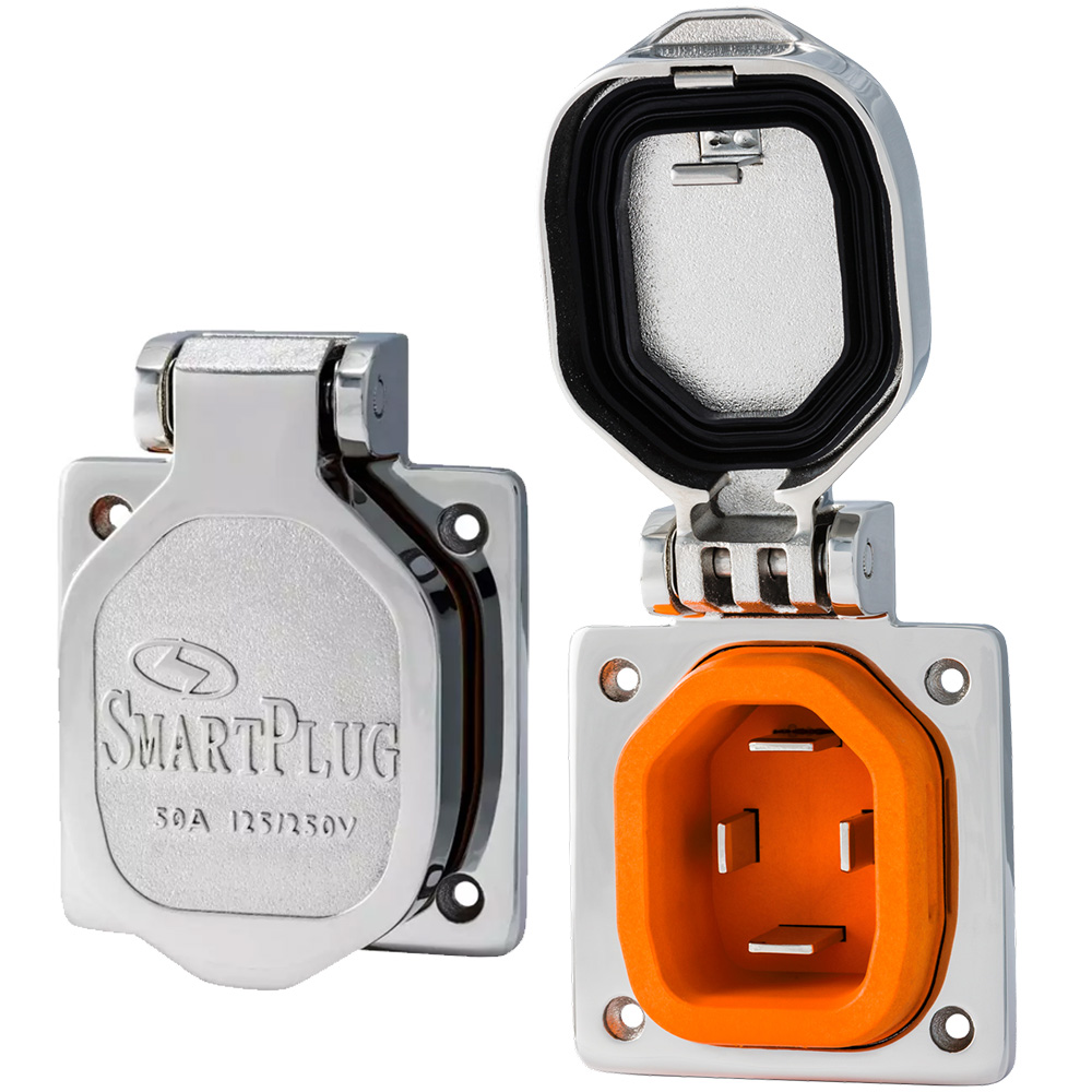 SmartPlug 50 AMP Male Inlet W/Cover - Stainless Steel SmartPlug 50 AMP Male Inlet W/Cover - Stainless Steel - Imagen 1