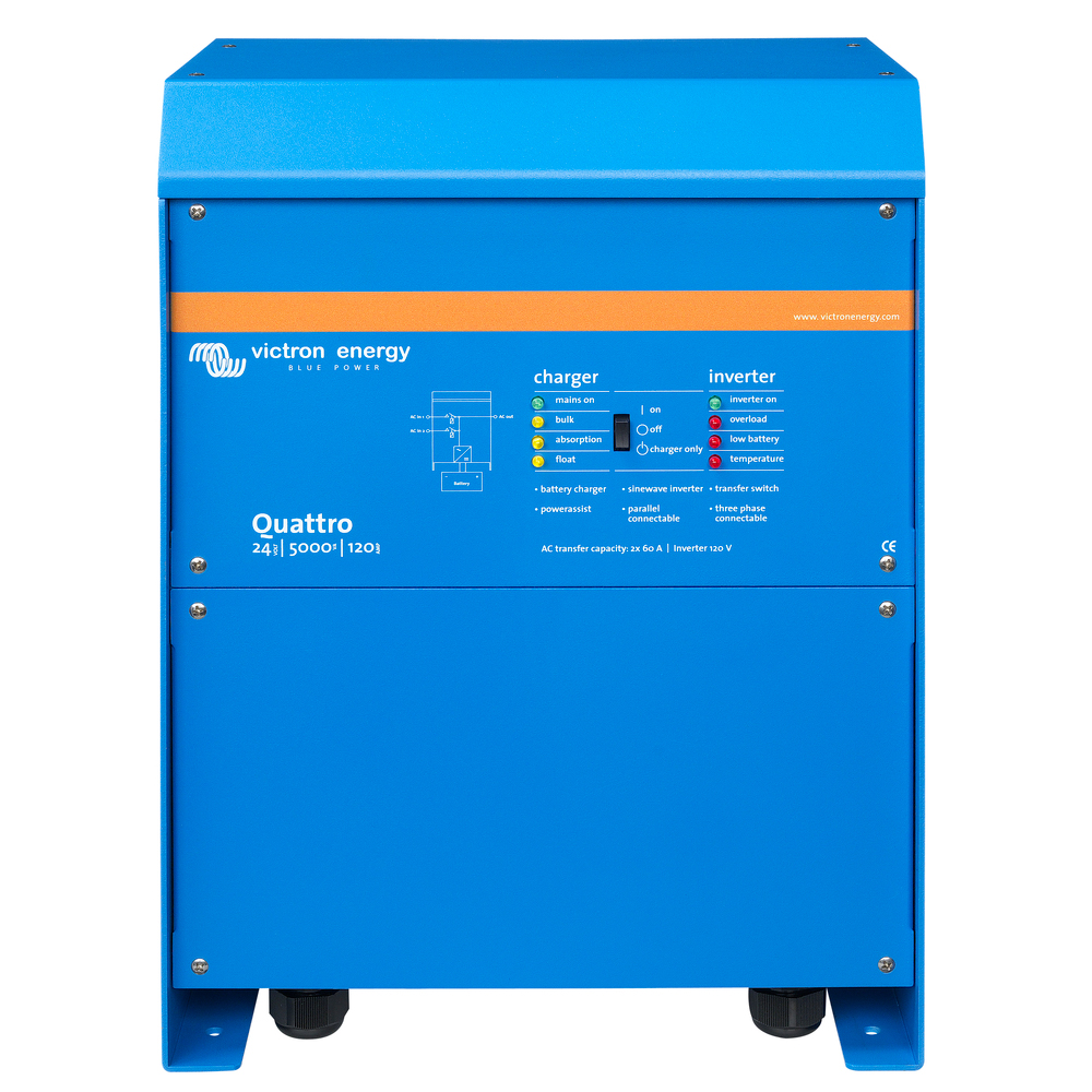 Victron Quattro Inverter/Charger 24V DC - 5000W - Dual 100AMP 120V AC Inputs - Auto Transfer Switch - 120AMP Battery Charger - Stackable Victron Quattro Inverter/Charger 24V DC - 5000W - Dual 100AMP 120V AC Inputs - Auto Transfer Switch - 120AMP Battery Charger - Stackable - Imagen 1