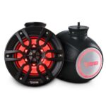 DS18 NXL 6.5" Marine and Powersports Compact Towers with Flat and Pole Mount LED RGB Lights 100 Watts Rms -Black