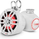 DS18 NXL 6.5" Marine and Powersports Compact Towers with Flat and Pole Mounts LED RGB Lights 100 Watts Rms -White