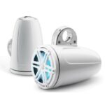 JL AUDIO M3-770ETXV3-GW-S-GW-I: 7.7" Tower Speakers, Gloss Wht Encl., Gls Wht Sport Grille, RGB LED, PAIR