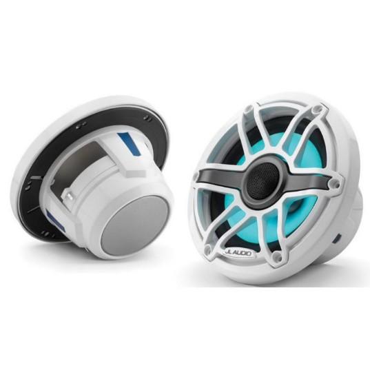 JL AUDIO M6-650X-S-GWGW-I: 6.5" Marine Speakers, Sport Grille, Gloss White Trim, White Grille, ILLUM JL AUDIO M6-650X-S-GWGW-I: 6.5" Marine Speakers, Sport Grille, Gloss White Trim, White Grille, ILLUM - Imagen 1