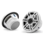 JL AUDIO M6-770X-S-GWGW: 7.7" Marine Speakers, Sport Grille, Gloss White Trim Ring, Gloss White Grille