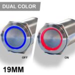 PLASHLIGHTS REVERT Harsh Environment 19MM Dual Color Push Button On/Off Switch - Stainless Steel