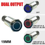PLASHLIGHTS REVERT Harsh Environment 19MM 3 Color Dual Output Push Button Switch - Black