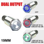 PLASHLIGHTS REVERT Harsh Environment 19MM 3 Color Dual Output Push Button Switch - Stainless Steel
