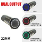 PLASHLIGHTS REVERT Harsh Environment 22MM 3 Color Dual Output Push Button Switch - Black