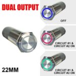 PLASHLIGHTS REVERT Harsh Environment 22MM 3 Color Dual Output Push Button Switch - Stainless Steel